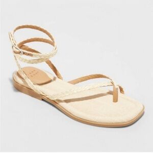 Women's Luisa Ankle Strap Thong Sandals - A New Day™ Beige size 7
